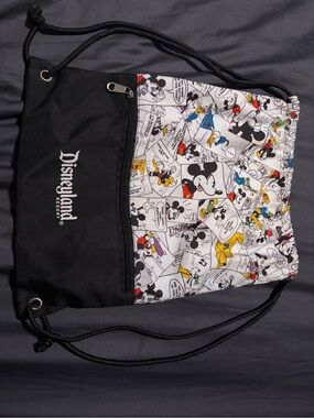 Disney Black Drawstring Backpack with Colorful Mickey Comic Panel